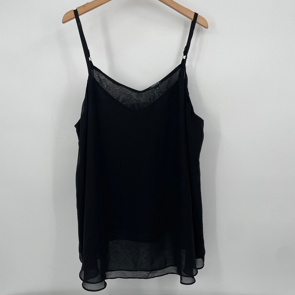 Torrid Black Chiffon Double Layer Cami Tank Top V-Neck Adjustable Straps Size 3